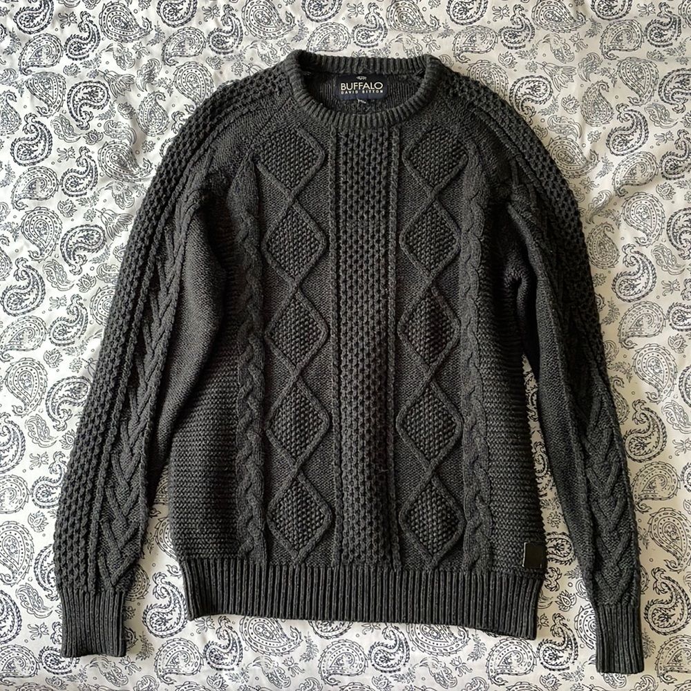 Mens Navy Buffalo Knit Sweater